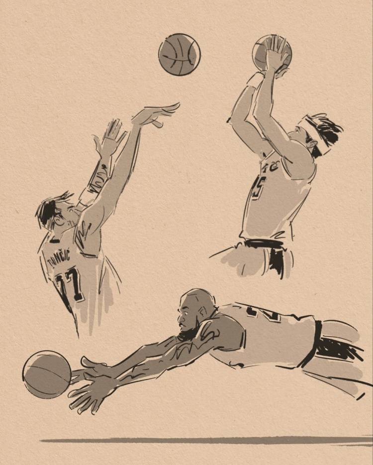 开云在线开户-壁纸请收藏！美漫画家晒作品 老詹鱼跃&amp;小里1+2&amp;东契奇绝平全都有